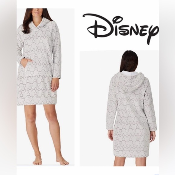 Disney Other - Disney Womens Mickey Mouse Fleece Lounger w/ Sherpa Hoodie Size Large Gr…